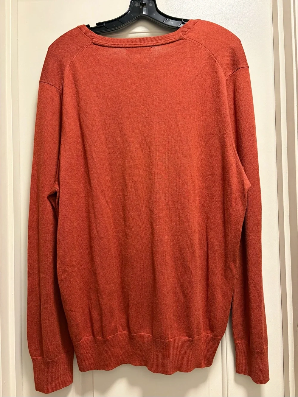 Banana Republic Luxury Blend V-Neck Silk Cotton Sweater Men’s XL Rust/Terracotta